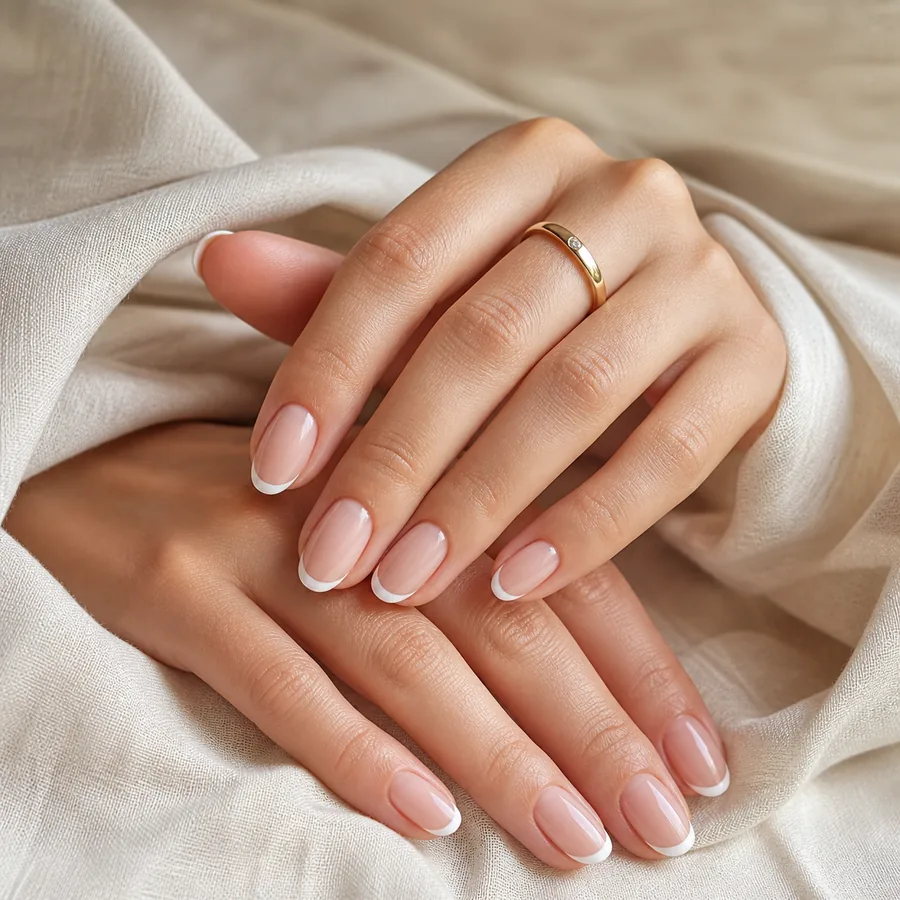 Feine French Nails in klassischer Form